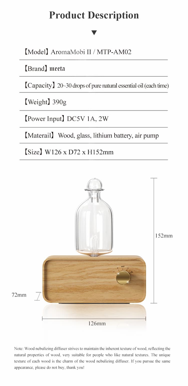 Walnut wood base glass waterless diffuser